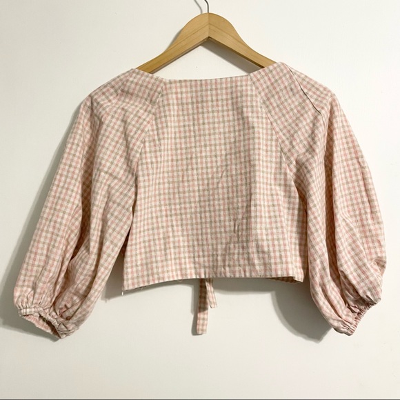 Cinched plaid gingham crop top - Picture 2 of 13